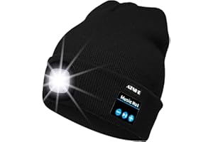 ATNKE Berretto Bluetooth con LED Illuminato, USB Ricaricabile Wireless Musicale Cappello Corsa Ultra Bright 4 LED Impermeabile Lampada per Sci Escursionismo Campeggio Ciclismo