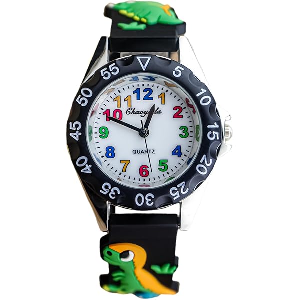 Depesche 6642 Dino World - Orologio da polso per bambini con cinturino in silicone, motivo dinosauro, resistente agli spruzzi d'acqua e senza nichel, colori assortiti