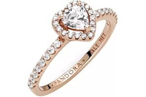 Pandora Timeless Pozłacany 14-karatowym różowym złotem pierścionek z przezroczystymi cyrkoniami, serce