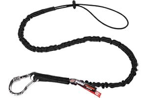 Ergodyne Squids 3100EXT Tool Lanyard with Single Carabiner and Adjustable Loop End, Extended Length, Black