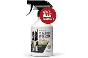 ReaVET Parasitenspray Insektenspray XL AKUT - gegen ALLE Parasiten für Hunde & Tierumgebung 500ml I Abwehr von Zecken, Flöhe, Milben I Ungeziefer-Spray, Zeckenspray, Flohspray, Milbenspray