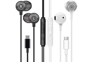 MAS CARNEY Cyfrowe Słuchawki USB Type-C TI3 / TH4, Słuchawki USB C, Słuchawki Douszne z Izolacją Szumów i Potężny Bas Dla Urządzeń Muzycznych USB-C Type-C-Czarny/biały.