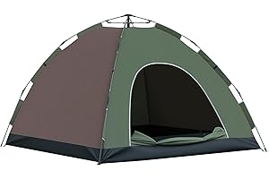 Outsunny Tenda Campeggio Pop-Up 4 Posti, Tenda da Spiaggia con Borsa da Trasporto, Ganci per Lampade e Tasche Portaoggetti, Protezione UV, 210x210x135 cm