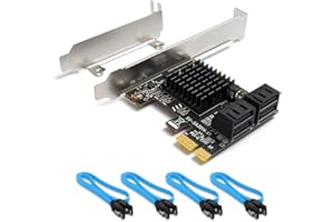 QNINE PCIe SATA Card 4 Port with 4 SATA Cables, PCI Express SATA Controller Expansion Card, 6 GB SATA 3.0 PCIe Card without Raid, Boot as System Hard Drive, Support for HDD or SSD