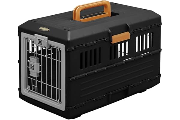 Iris Ohyama, Caisse, Cage, Box de Transport pour Chien, Chat, 2 Portes, Clips, et Loquet de Sécurité, Plastique(PP) sans BPA,L55 x P31.5 x H36.4 cm, Train, Voiture et Avion, FC-550, Noir