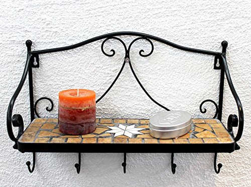 DanDiBo Wandregal Merano Mosaik 050550 aus Metall 41 cm Handtuchhalter Badregal mit Haken