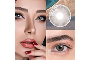 BIO-ESSENCE Pack Lentillas de Hidrogel blandas 1 par Lentes de contacto color gris sin graduación. Duración: 12 meses. De regalo estuche y 10ml de solución (GRIS ESPACIAL)
