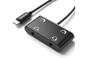 Cubilux Rozdzielacz USB C do 2 słuchawek z regulacją głośności, adapter do słuchawek typu C, podwójny/podwójny rozdzielacz audio 3,5 mm, kompatybilny z iPhone 15, Samsung, Google Pixel, telefonem z