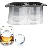 KARP Large Sphere Ice Cube Trays - Leak-Free 2.5" Round Ice Ball Maker for Whiskey, Cocktails, and More - 2 Cavity - (1 Pack)