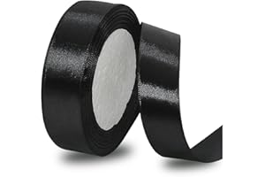 IMSOLDECOR Satinbands Schwarz 20mm Breit, 23 Meters Geschenkband für Geschenkverpackungen, DIY-Basteleien, Blumensträuße, Nähprojekte, Schleifenherstellung, Geburtstags- und Hochzeitsdekorationen