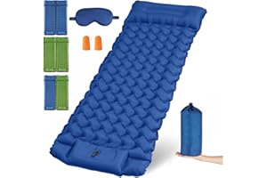 TOSZOLY Colchón Autoinflable para Camping, Colchón de Acampada con Almohada Incorporada y Bomba de Pie, Colchon Hinchable Indivudual, Ultraligera, para Acampada, Senderismo, Playa