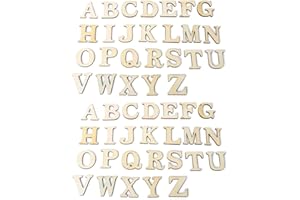 JKJF Holz Buchstaben Groß Buchstabe Unfertiger Holz Aufkleber für DIY Kunsthandwerk Hochzeitsfest Festival Party - 52 Stk A-Z 2 Sätze