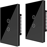 UseeLink Interruttore Della Luce Intelligente WiFi, con Touch Screen in Vetro Temperato, 2 Gang, Funziona con Alexa/Google Ho