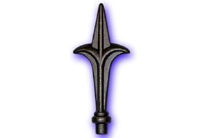 DECO FER FORGE Déco fer Forgé- POINTE DE LANCE- Acier Forgé Décoration Accessoires- Taille H 125 mm x 57 mm- FER DE LANCE Acier- Support Embase Diamètre 12 mm -Usage Interieur Exterieur Satisfaction Garantie Robuste