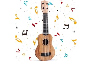 Minigitarr, barngitarr, plastleksaksgitarr, ukulele-gitarrleksak, gitarrleksaker, ukulele barn med 4 justerbara sidor, för sm