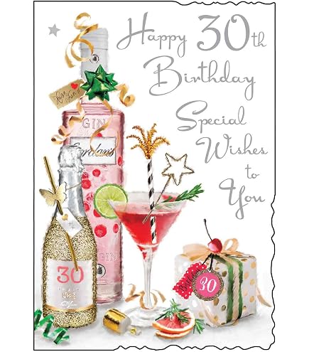 Geburtstagskarte Zum 30. – Starburst-Design Mit Goldfolie & 30er-Anhänger, Für Ihn & Sie