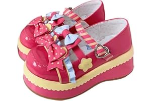 ULALAZA Donne Lolita Scarpe Mary Jane Pizzo up Scarpe Suola Carino Kawaii Cosplay Stivali con Zeppa Cross Lace up Block Heel Stile Dolce