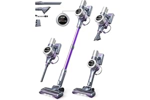 ‎MIUZZY MIUZZY 40000Pa/55Min Staubsauger Kabellos, Akku Staubsauger mit 4000mAh-Akku, Selbststehender Staubsauger mit Smart-Display und Anti-Verwicklungsbürste für Hartböden, Teppiche und Tierhaare - Lila