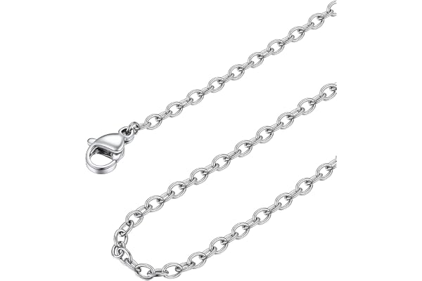 FOCALOOK Chaîne Collier Femme 2mm Argent/Plaqué Or/Noir/Rose en Acier Inoxydable, Chaine Fine Maille Forçat Rolo pour Pendentif - Longueur de 35 à 75cm+5cm Bijou Accessoire avec Boîte