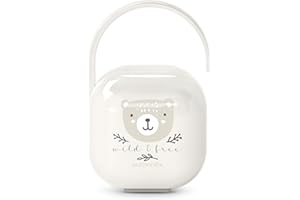 Suavinex, Boîte à Tétine pour Bébé, Capacité pour 2 Sucettes, Pochette - Étui Résistant, Facile à Nettoyer, Anse Flexible pour Accrocher au Sac, Poussette ou Berceau, +0 Mois, Wild&Free Beige