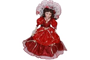 chiwanji 40 Cm Bambola in Ceramica Donna Vintage Persone Abito Lungo Pizzo da Collezione