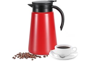 Olerd Caraffa termica da 1 l, in acciaio inox, a doppia parete, per caffè, tè, acqua, bevande