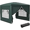 Outsunny 3 x 3(m) Pop Up Gazebo, Water and UV Resistant Party Tent Camping Canopy Marquee with Carry Bag, Green