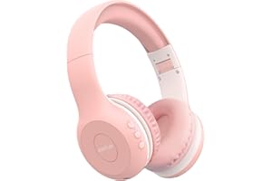 EarFun Cuffie Bluetooth per bambini con controllo del volume 85/94 dB, audio HiFi, microfono HD, batteria 40 ore, pieghevole e regolabile, senza fili, per bambini per la scuola e i viaggi, rosa