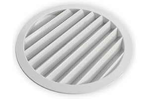 DUTCH ENVIRONMENT CORPORATION DEC Rejilla de Ventilación Exterior de Aluminio para Extractor de baño, Cocina, Garaje, Pared | Rejilla Redonda con mosquitera metálica, Color Resistente a Rayos UV (Blanco, 200mm)