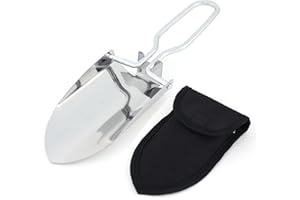 WVRLY Pala plegable para zanjas de acero inoxidable, pala plegable portátil, mini pala con bolsa de transporte, pala de jardín al aire libre para senderismo, mochilero, jardinería