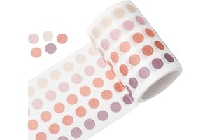 YUBBAEX Morandi 5/16" Dot Washi Tape Round Stickers 1250 Dots Stickers for Bullet Journal Planner Scrapbooking 2 3/8" x 10‘ (Coral Berry)