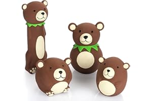 Chiwava 4 stück Quietschen Latex Hundespielzeug Lustiger Braunbär stellt Haustier interaktives Spiel für kleine mittlere Hunde EIN