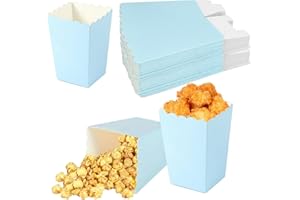 Xyvor 48 Pezzi Scatole di Popcorn, 7,5 × 5,5 × 11 cm Sacchetti Pop Corn in Cartone, Blu Mini Porta Pop Corn Festa, Sacchetti per Popcorn, per Feste, Compleanno, Carnevale, Serate al Cinema, Matrimoni