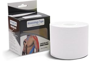Sinxioer Klasyczna taśma kinezjologiczna 2,5/5 cm x 5 m, taśma fizjoterapeutyczna, elastyczna, wodoodporna, biała