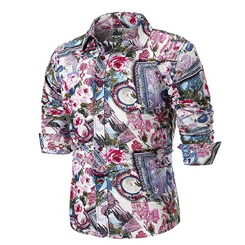 Preisvergleich Produktbild Hemd Sannysis Herren Slim Fit Bedrucktes Hemden Freizeit Businesshemd Persönlichkeit Lässige Print Langarm Shirt Anzug Top