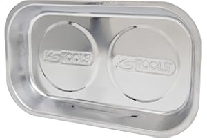 KS Tools 800.0151 - Plateau magnétique polie, 140 x 240 mm - Pour préserver les vis et autres petites pièces métalliques - Aimant gainé en caoutchouc - En Inox