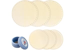 DECORDWELL 6 Base Uncinetto Cestino in Legno Naturale – Fondo Rotondo per Cestini Fai da Te, Ideale per Handmade Bag e Creazioni Artigianali