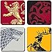 Produktbild Game of Thrones - Untersetzer 4er Set - Königshäuser - Stark - Targaryen - Lannister - Baratheon - Logo