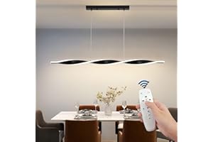 YNDD LED Lampadario a Sospensione Dimmerabile con Telecomando, 120CM Lampade a Sospensione Moderne Nero lineare lunga, Regolabile in Altezza Luce a Sospensione Tavolo da Pranzo per Salotto Cucina Pranzo
