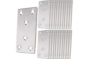 HZSOOCH 20PCS Flat Jointing Plate 100x50mm Straight Mending Plates Flat Plate Bracket Connecting Mending Plates Stainless Steel Support Flat Bracket for Repairing and Fixing Furniture (Silver)