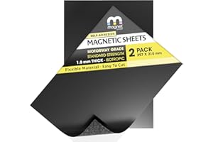 THE MAGNET SHOP TMS Magnetic Sheets Self-Adhesive | For Magnet Die Storage, Crafts, Cars, Taxis, Vehicles, Sign Making and Outdoor Use | Extra Sticky, Strong Flexible Vehicle Grade (1.0mm thick, A4 Sheet, 2)