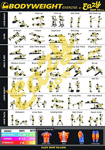 Eazy wie man Körpergewicht Workout Poster Big 51,0 x 73,0 cm Zug Ausdauer, Ton, Build Stärke & Muscle Home Gym Diagramm ...