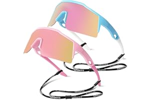 Tobriavor 2 Pièces Lunette de Soleil Enfant, Polarisées Lunettes de Cyclisme Protection UV400 Lunettes de Cyclisme Lunettes Sport Vitesse pour 4-14 ans Garçons Filles