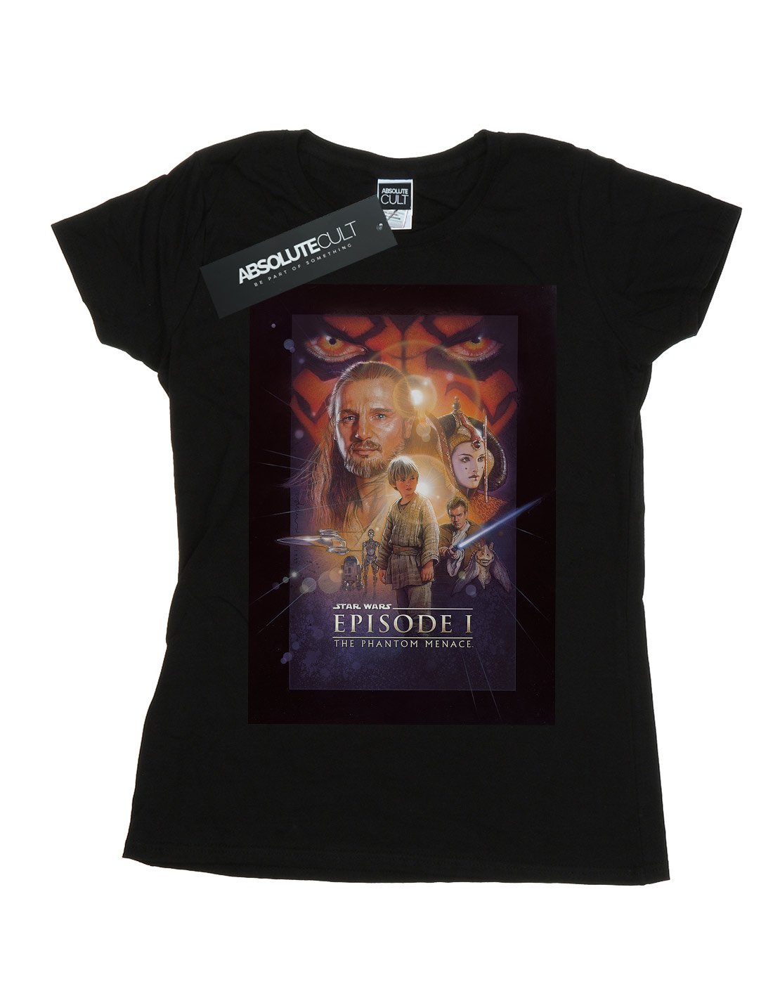 Star-Wars-Damen-Episode-I-Movie-Poster-T-Shirt-Schwarz-Large