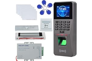 OBO HANDS Lecteur Biométrique d'Empreintes Digitales USB/TCP/IP/RS485 de 2,4pouces + Verrouillage NC Strike + Alimentation DC12V + 10pcs 125KHz Cartes/Porte-clés Kit (Kit 2)