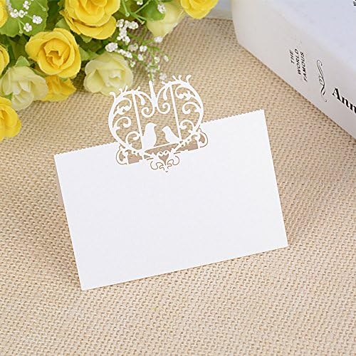 100 Pieces White Table Cards Name Place Cards (White Love Bird)