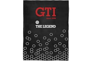 BRISA VW Collection – Volkswagen Golf GTI koc polarowy, przytulny koc (150 x 200 cm/Since 1976/czarny)