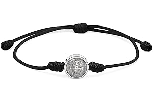 arana's® - Pulsera de hilo con MEDALLA CRUZ SAN BENITO - Pulseras religiosas hilo rojo y negro unisex para mujer y hombre - Amuleto contra el mal de ojo - Buena suerte protección