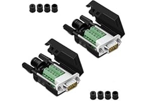 PENGLIN 2PCS DB9 Solderless Adapter RS232 D-SUB Serial to 9-pin Port Terminal Breakout Board Connector with Case Long Bolts Tail Pipe (2PCS Male)