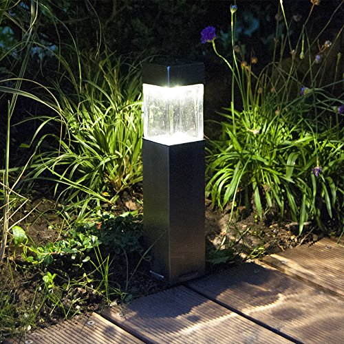 Duracell Solar-Gartenleuchte Edelstahl und Glas 4er Set, 5 x Lumen pro Leuchte , Maße: 39,65 x 5,8 x 5,8cm QS7Ma-R5-SS-W4 - 5